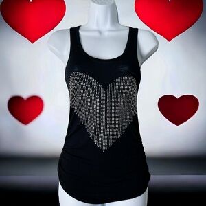 Occasion - Bedazzled Heart Black Tank -‎ Sz. S
